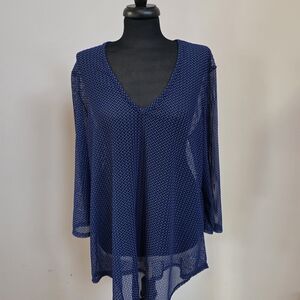 Jaclyn Smith Elegant Blue V-Neck Women's Top